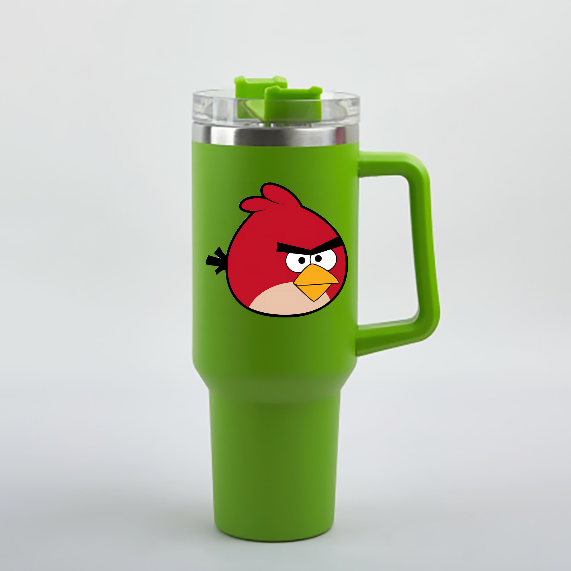 （画像用） Angry Birds アングリーバード 1200mL車用タンブラー - クリスタルステッカー（プラスチックストロー付き）